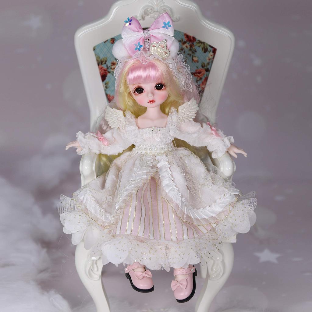 ICY Fortune Days 1/6 28cm BJD Doll, 28 Spherical Jointed Doll with Full Set of Clothes and Shoes, Best Gift for Girls 6+ (White Angel)