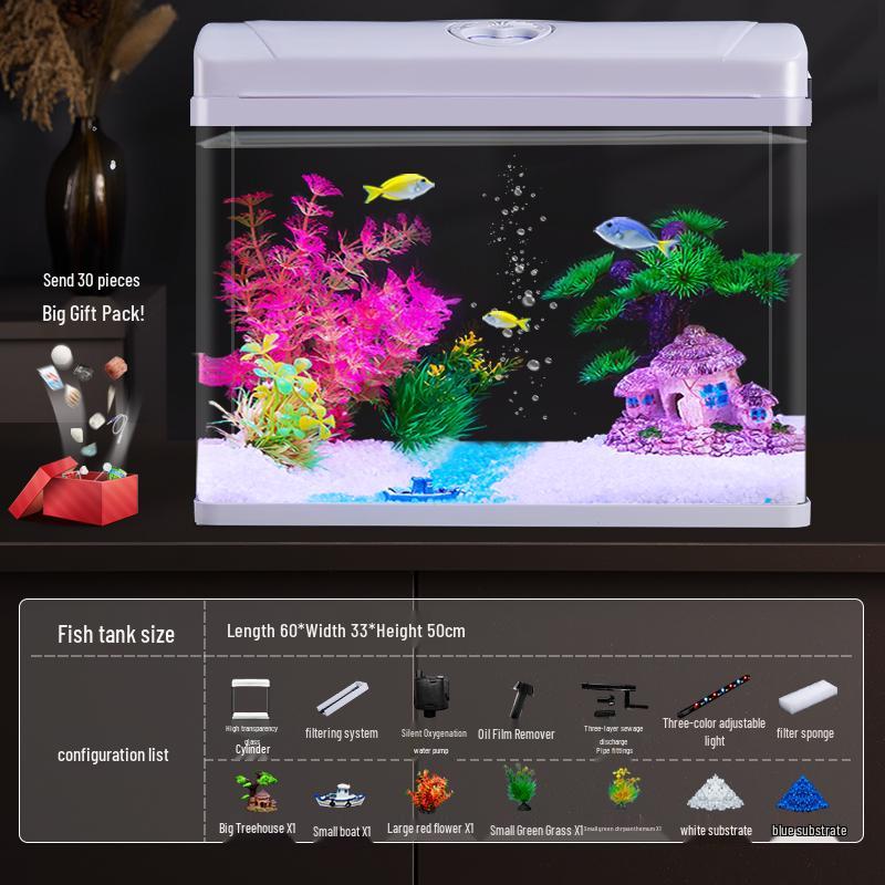 Filtru Acvariu de Sticlă All-in-One și Oxigenator - Acvariu Mic de Birou Eco-Friendly 2025.