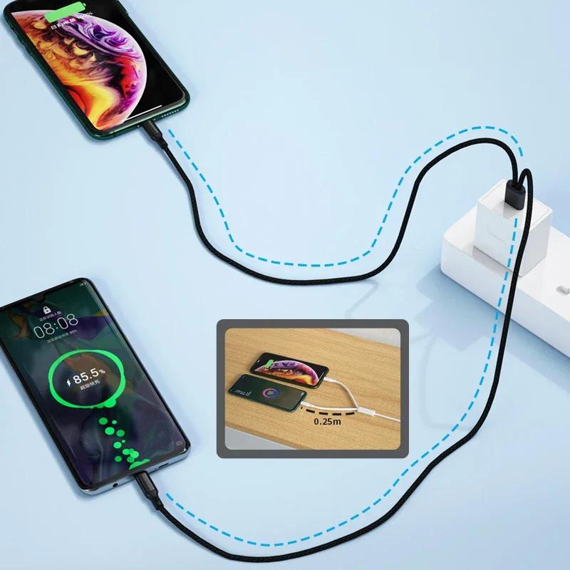 1.2m 2-in-1 Data Cable Type C Micro Fast Charging Cable Y Splitter 5A Fast Charging Cable for Samsung Huawei Xiaomi Wire Cords