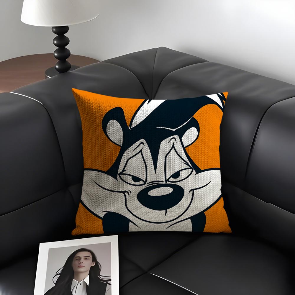 

PPepe LeE Pew Cartoon Cushion Cover Natural Linen Organic Fabric DoubleSided Printing Sofa Home Decor Gift Pillow Case 30x30cm