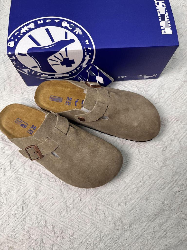 BK Half-Covered Genuine Leather Unisex Slippers with Cork Toe Cap - Versatile Casual Outdoor Wear by Birkenstock