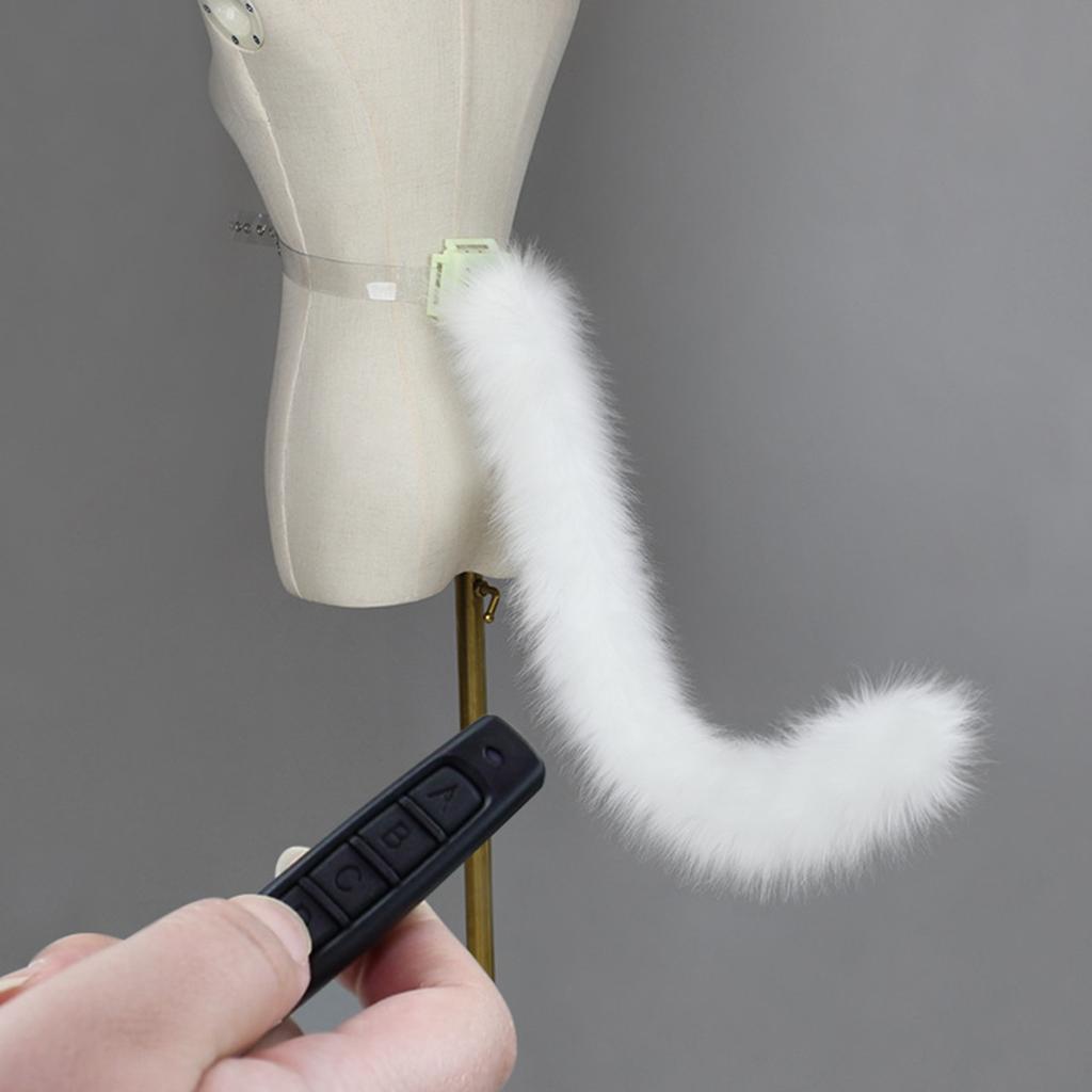 Lovely Plush Tail Remote Control Animal Tail Cats Tail Wagging Tail for Halloween Christmas Carnival Party
