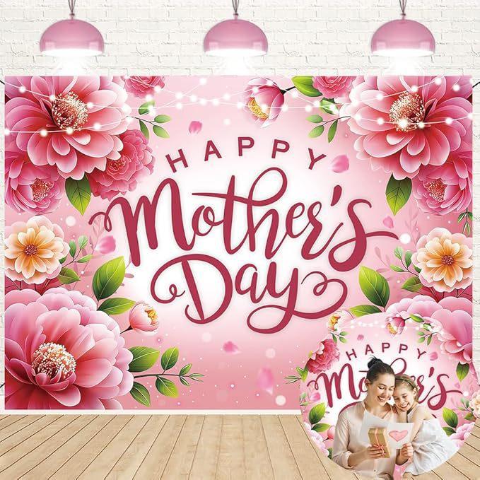 Temu Flowers Mother's Day Party Celebration Decorative Background Cloth Courtyard Decoration