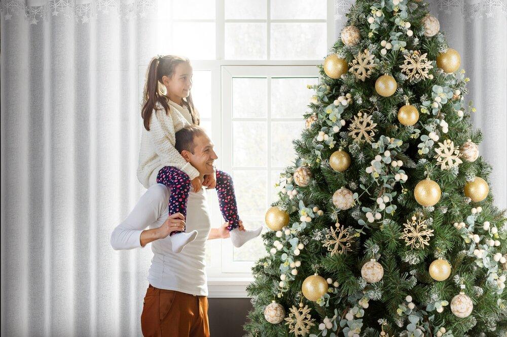 Firana Świąteczna 140X250 Cm Biała Gwiazdki