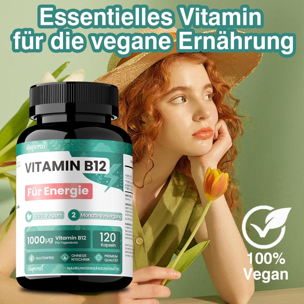 Vitamin B12 1000 mcg helps replenish energy and boost immunity. Vitamin B12 cyanocobalamin, gluten-free and GMO-free.