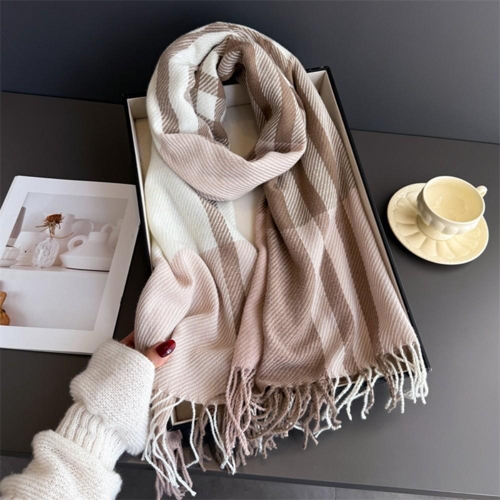 Long Length Warm Scarf Imitation Wool Texture Autumn Winter Scarf Wool Texture Scarf Women