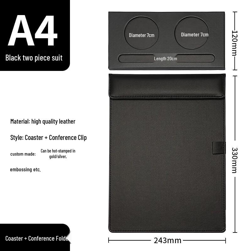 

Deli A4 Black Leather Magnetic Folder Clipboard