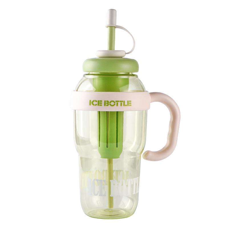 1300ml Large Water Bottle with Straw & Handle,Leakproof Sports Water Cup with Fruit Infuser,Plastic Water Jug for Gym,Office