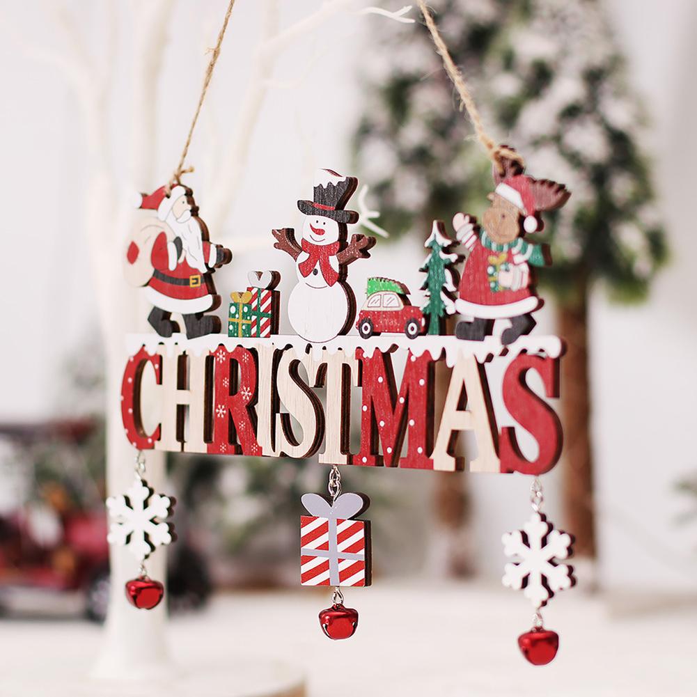

Door Ornament Christmas Ornaments With Bell Wooden Home Decoration Fabric With Lanyard Multiple Scenarios Available