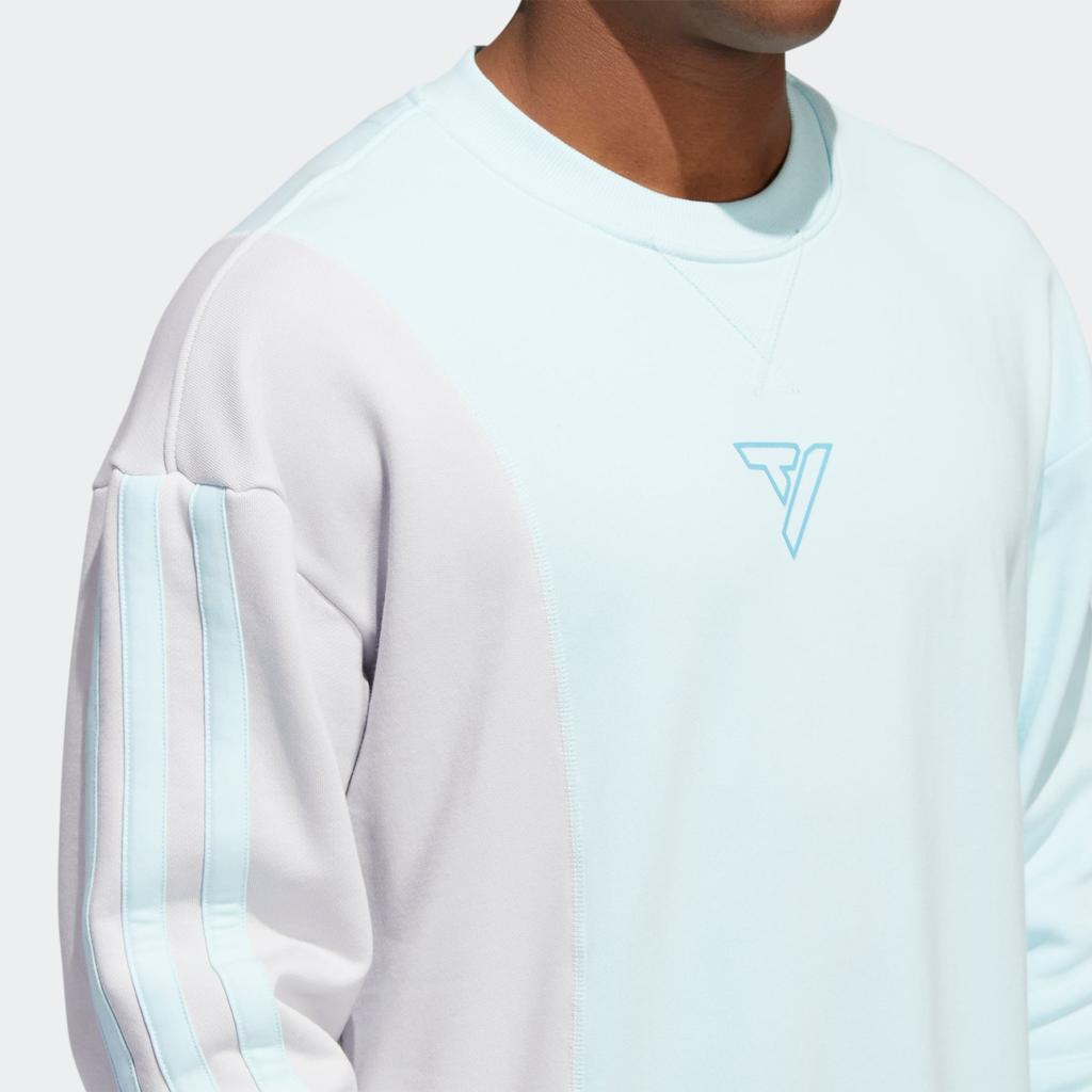 adidas Trae Crew Pruhovaný design Potisk loga Mikina s dlouhým rukávem Pánská mikina Modrá HN7175