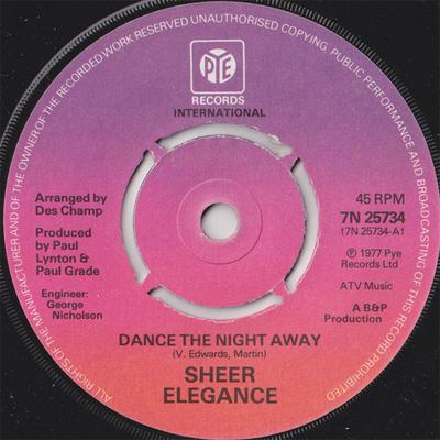 7-Zoll-Schallplatte SHEER ELEGANCE Dance The Night Away 7N25734 Pye International 1977 UK SoulFunk Gebraucht