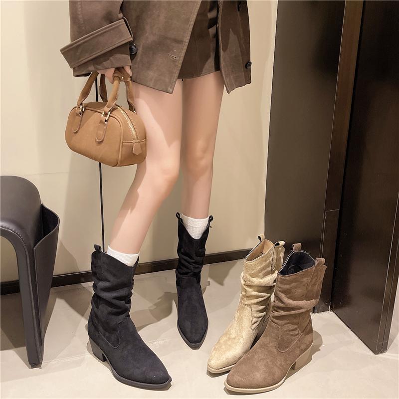 Fashion Retro 2025 New Women's Mid-leg Boots Look Skinny