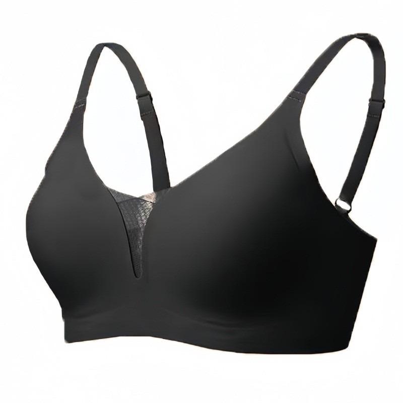 Plus Size Seamless Thin Wireless Deep V Push Up Back Closure Bra For Women