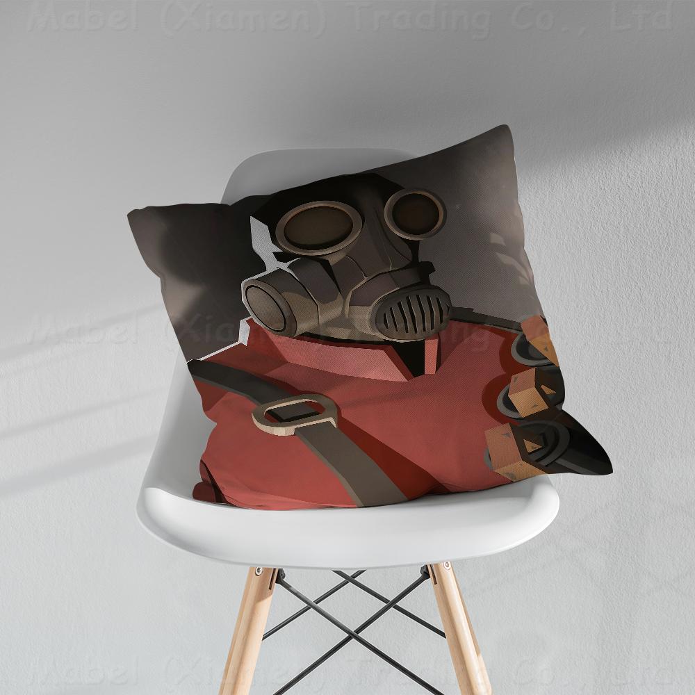 FFortress Spy Soldier Sniper TF Pillow Covers Cartoon Sofa Decorative Home Doublesided Printing Short Plush Cute Cushion