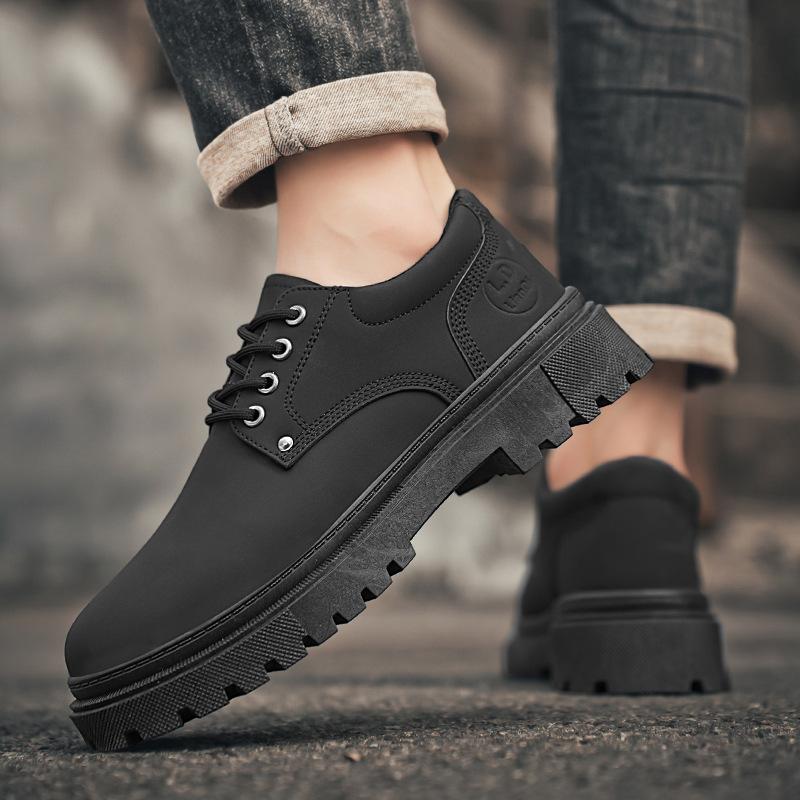 2025 Autumn New Men's Shoes British Style Tooling Shoes Men's Casual Leather Shoes Fashion Trend Platform Single Shoes