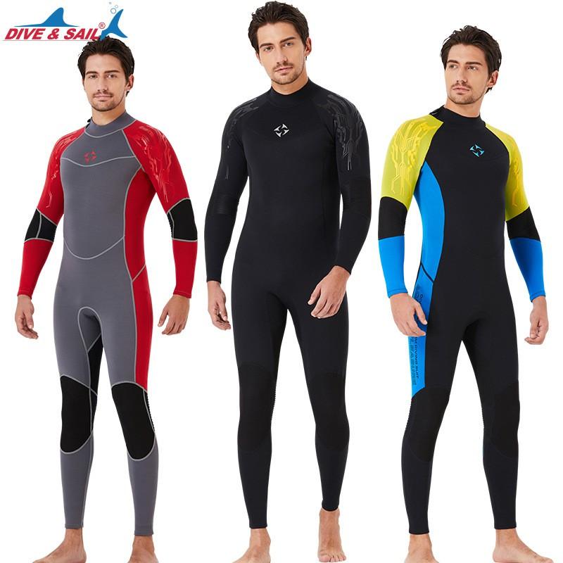 3MM Diving Suit Men's One-piece Long-sleeved Thick Warm Mercerized Velvet Women's Sunscreen Jellyfish Surfing