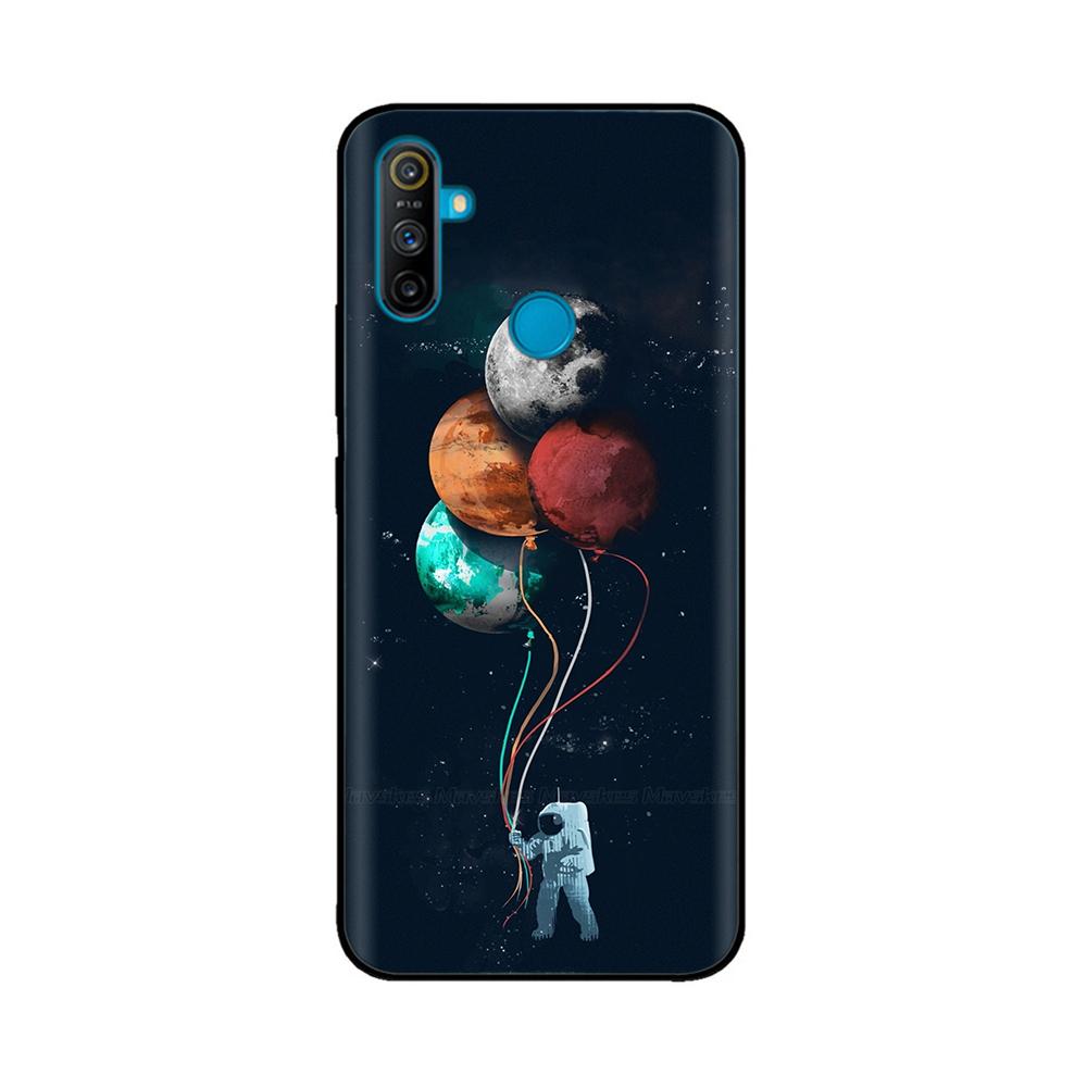 Etui do Realme C3 Miękkie Czarne Silikonowe TPU Wzór Tylna Klapka Do OPPO Realme C3 RMX2020 C 3 RealmeC3 Malowane Etui na Telefon Fundas