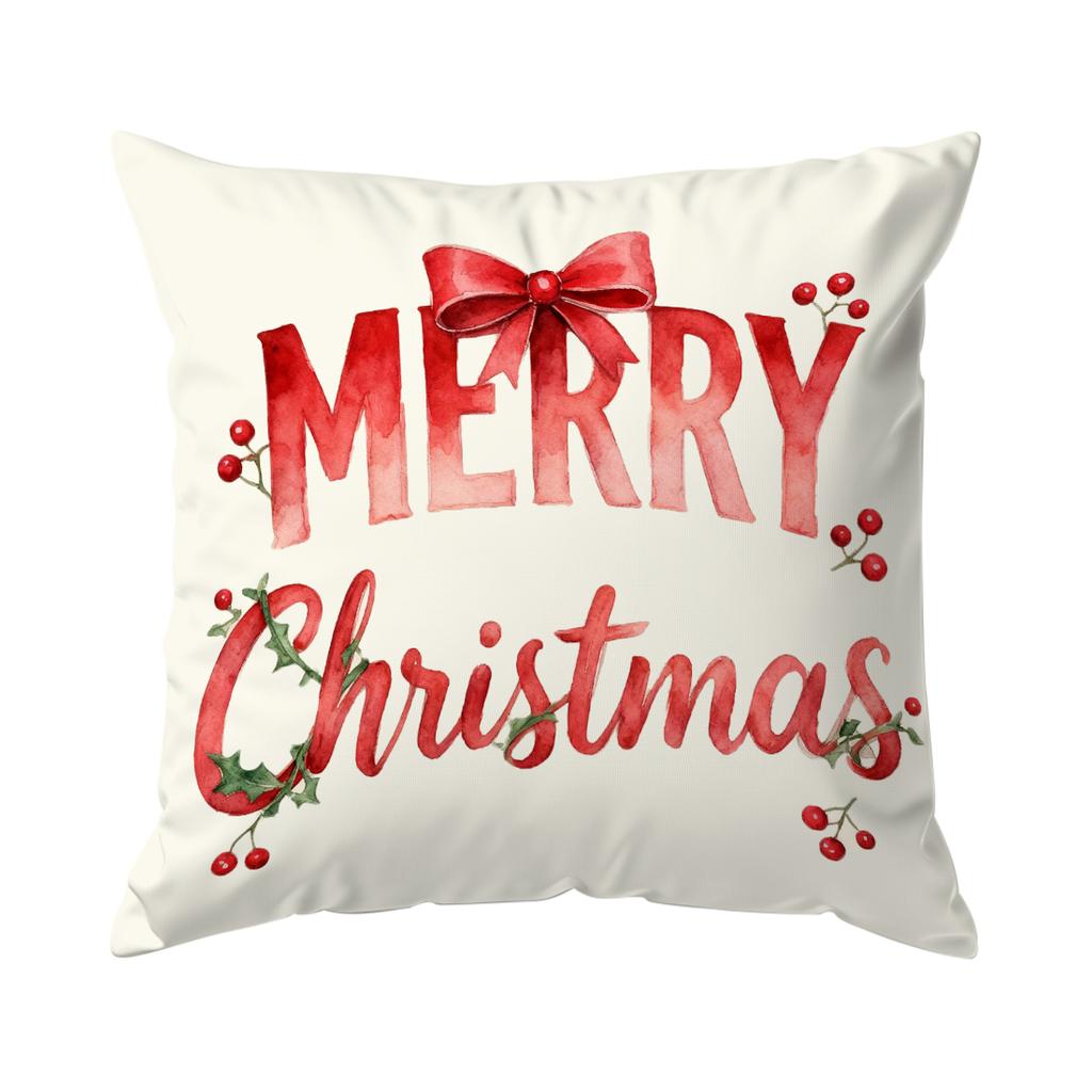 Winter Christmas Bow Pillowcase Printed Polyester 40/45/50cm Throw Pillowcover Decorative Sofa Cushion Pillowslip Home Decor