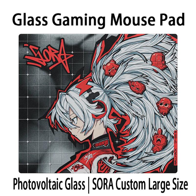 

W-WALLHACK SP004 Glass Mouse Pad Drift SORA YUME Frosted Surface Desktop Mat Tempered FPS Custom Office Gaming Mousepad 45X40CM 25x20