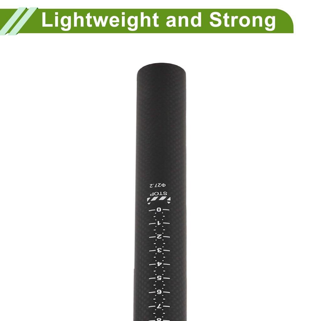 HOPESPANNER Universal 27.2x350mm Carbon Fiber Pattern Matte Black Bicycle Seatpost Shock Absorbing Bike Saddle Post Seat Tube Carbon Fiber 1 Piece