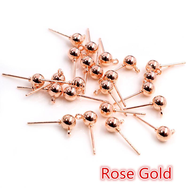 

50pcs/lot 3/4/5mm 6 Colors Pin Findings Stud Earring Basic Pins Stoppers Connector For DIY Jewelry Making Accessories Supplies 3mm рожевий колір золота