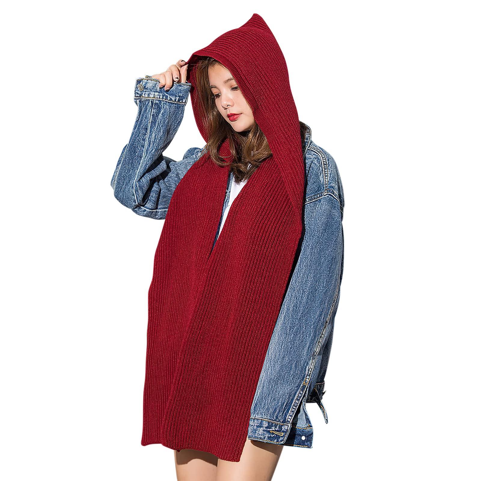 

Стильный шарф с капюшоном для мужчин и вязаная шерстяная шапка с горловиной для холодной погоды, облегающая фигуру, модная для и Идеально для и Красный [XGOPTS] Длинный, Женщины, Теплее,