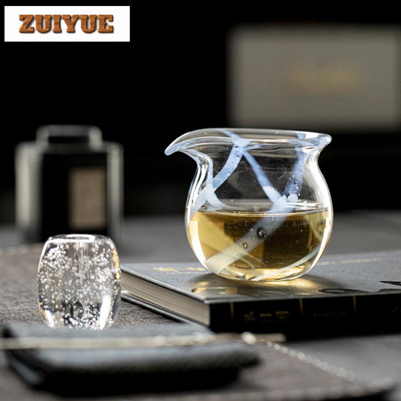 Handmade Blow Bubble Crystal Glass Tea Pitcher Japanese Fair Cup Cha Hai Justice Cup Dahongpao Fair Mug Teaset Supplies Craft