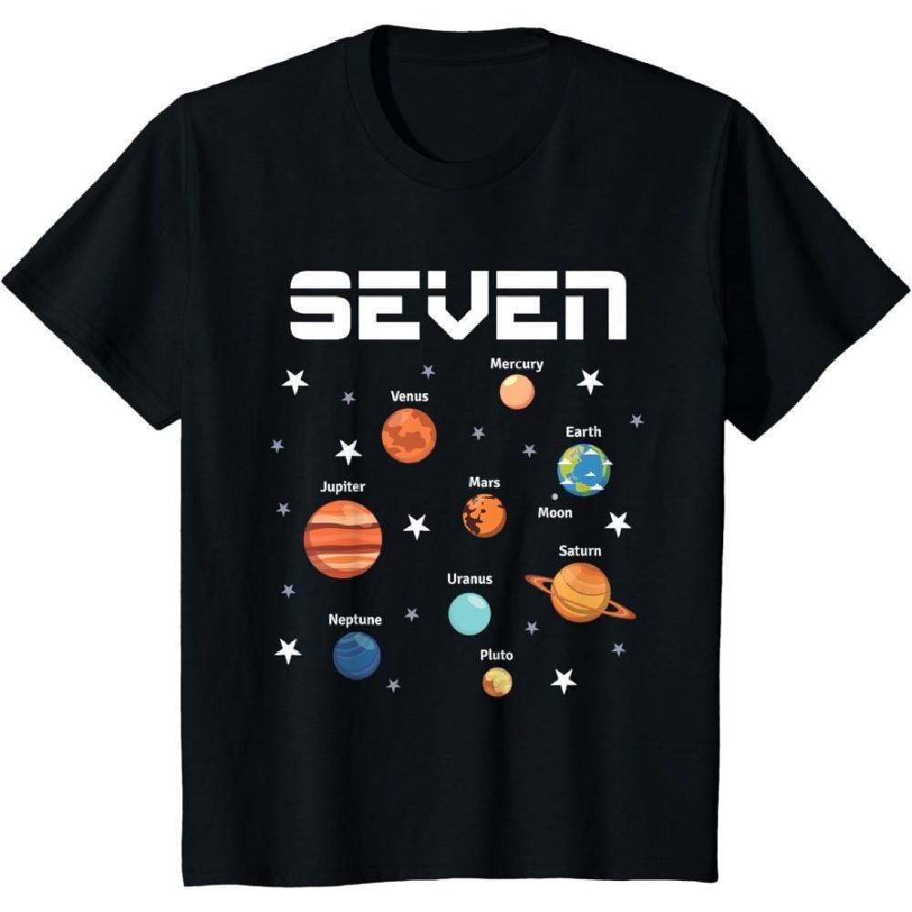 

7 Year Old Outer Space Birthday Party Solar Planets 7th Gift T-Shirt XXXXXL чорний