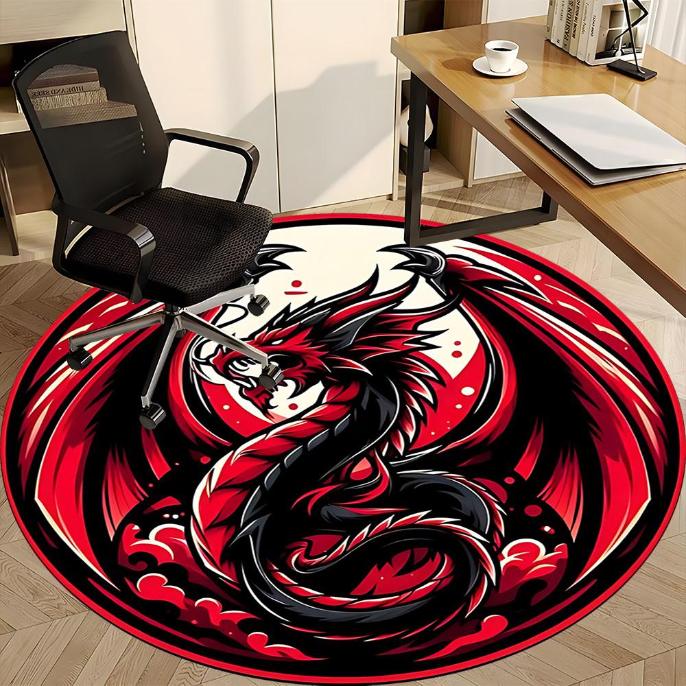 1pc Dragon Circle Office Round Area Rug, Under Office Chairs Bedroom Living Room Home Decor, Room Deco, Available in Various Sizes
