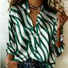 Women Satin Long Sleeve Shirt Color Zebra Print Blouse Lapel Single Breasted Loose Office Tops