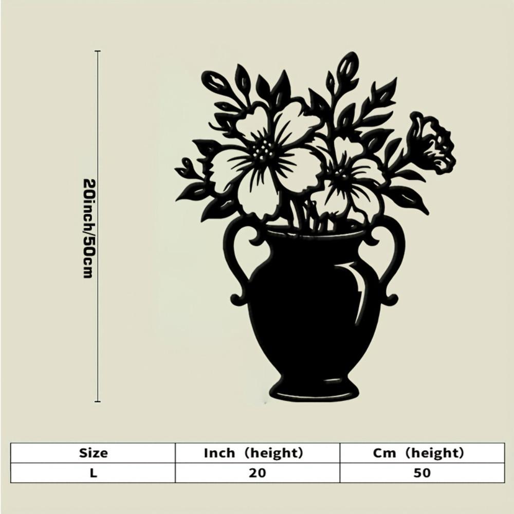 Black Metal Wall Sculpture Flower Chair Art Minimalist Decor Living Room Bedroom Cafe Gift