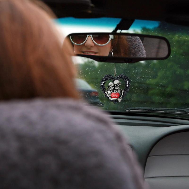 Cartoon Skull Car Rearview Mirror Acrylic Pendant Funny Car Ornament Charm Accessories Halloween Gothic Swing Pendant for Auto