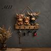 Dunkle Ästhetik Wandkunst Halloween Eingangsbereich Schlüsselhalter mit 4 Haken, Hängendes Holzschild, Montierbares handgefertigtes Holzhandwerk Rack für Schlüssel Taschen Und Leinen,