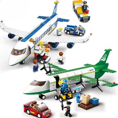 City Frachtflugzeug Flugzeug Lagerung Flughafen Airbus Flugzeug Avion Technische Kreative Bausteine Lernspielzeug für Kinder