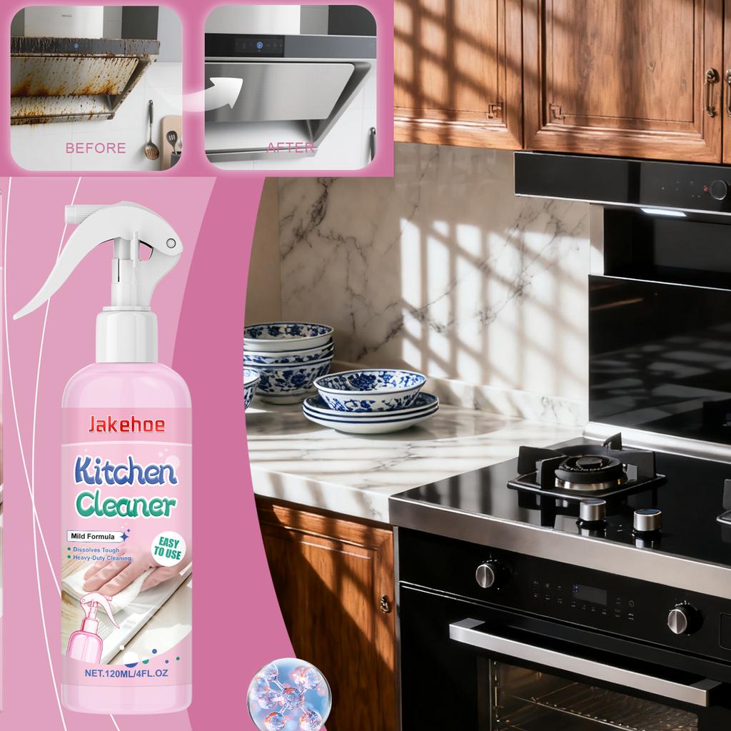 Kitchen Cleaner Spray Degreaser for Stove Hood Grease Removal Heavy Duty Cutting Oil Stain Cleaner Safe on Cookware Utensils