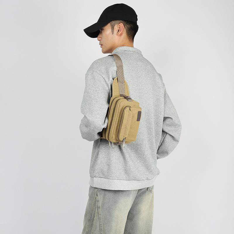 Bolsa de Cintura em Lona Esportes ao Ar Livre Multifuncional Bolsa de Cintura Masculina Durável Portátil Porta-Celular