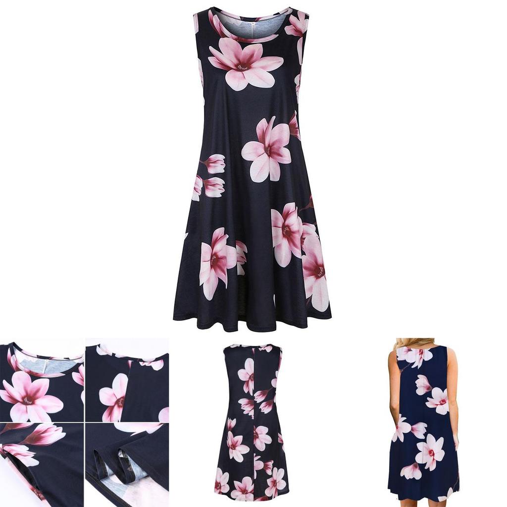 Women's Summer Boho Floral Tank Dress With Comfortable Loose Fit For Casual Beach Outings