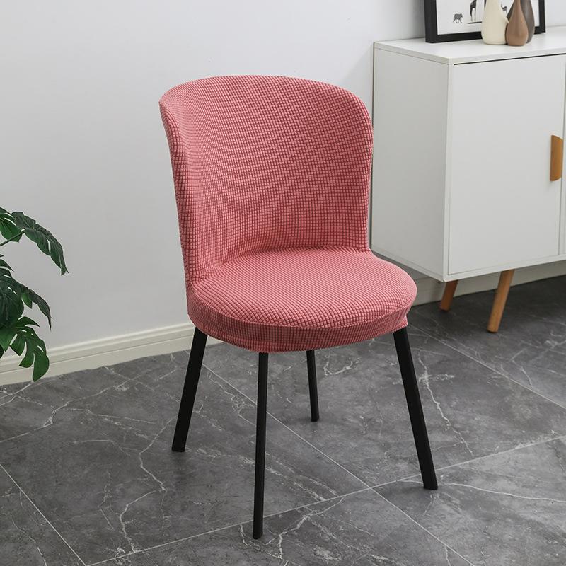 Modern Simple Circular Arc Lattice Fleece Elastic Round Seat Cushion Cover, Chair Cover, Restaurant Thickened Backrest Integrated