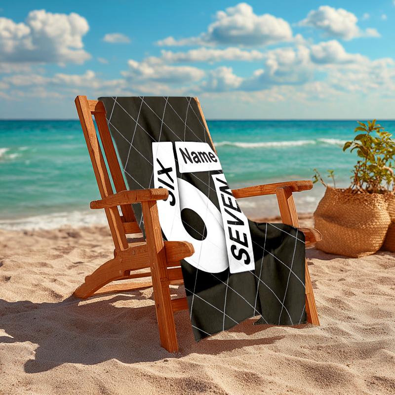 1PC Custom Name "Sixty-Seven Name Design" Beach Towel Highly Absorbent And Sand-Resistant Towel for Swimming, Pool, Yoga, And Travel Lightweight