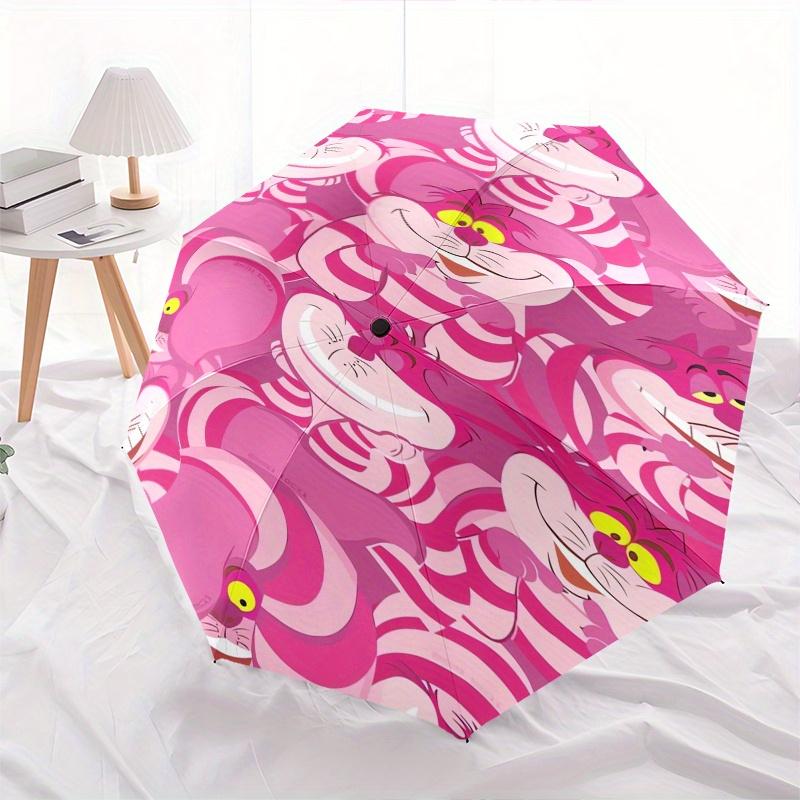 

Pink,Cheshire Cat,Wonderland Fashion Umbrella, Automatic Opening and Closing Cartoon Design, Iron Ribs and Handle, 8 Ribs, Suitable for All