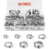 60/100pcs Stainless Steel Screw Band Hose Clamps Adjustable Car Fuel Hose Clamps Clamp Hose Clamp Fasteners Kit