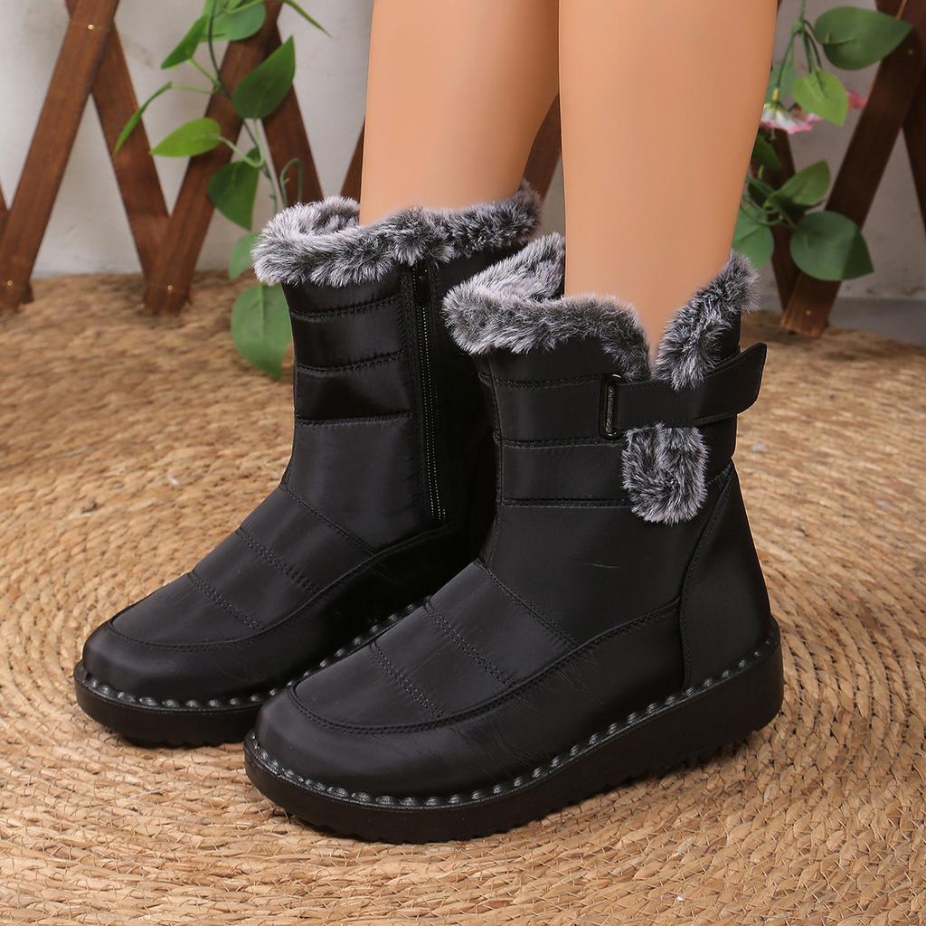 Winter Fleece and Thickened Snow Boots, Outdoor Warm Fleece Snow Cold-resistant and Comfortable Cotton Shoes