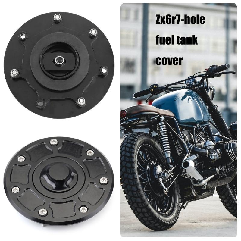 7 Hole Fuel Gas Oil Tanks Cover for ZX6R Motorcycle Bikes Superior Durability Aluminum Waterproof Secure Locking Systems