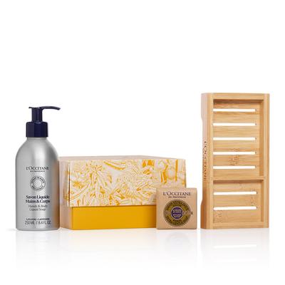 2024 Holiday Soap Lover Set (Hands & Body Liquid Soap, Verbena Extra-Gentle Soap, Bamboo Soap Tray)