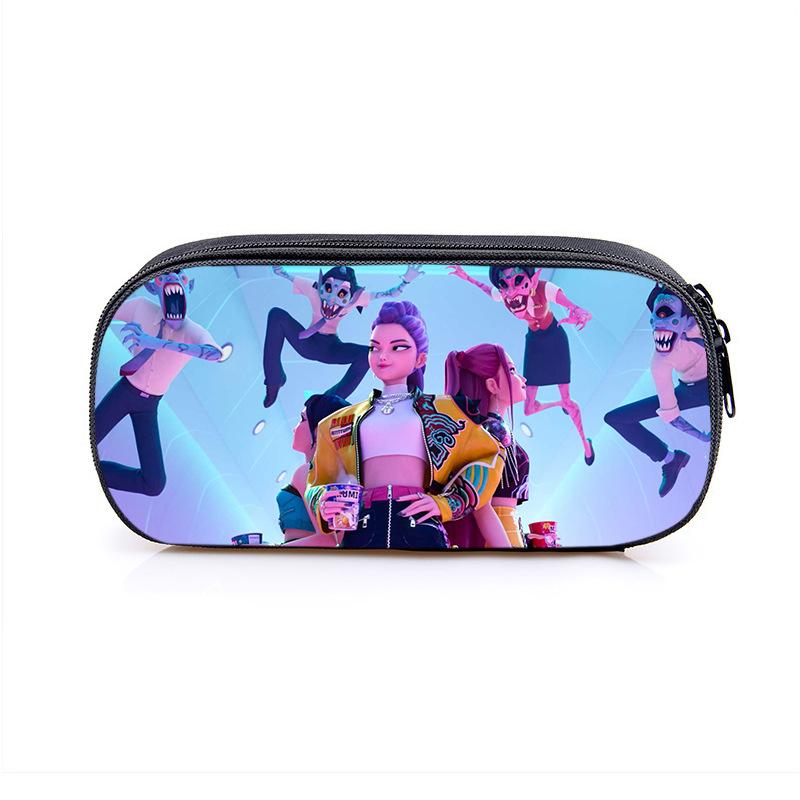 2025 Demon Hunters Cartoon Student Polyester Pencil Bag Secondary Element Stationery Box Fabric Pencil Case Hot