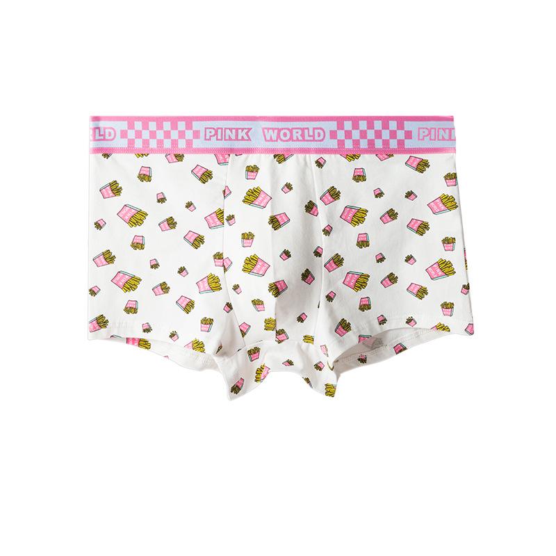 Calzoncillos Boxer Transpirables Estampados de Algodón Puro para Hombre - Pantalones Cortos Lindos Juveniles de Talla Grande de Tiro Medio