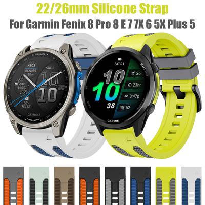 Silikonowy pasek do zegarka 22/26mm Dla Garmin Fenix 8 Pro 8 E 7X 6 5X Plus 5/Instinct 2X/Forerunner 970 965 955/Tactix 8 7 Paski do zegarków