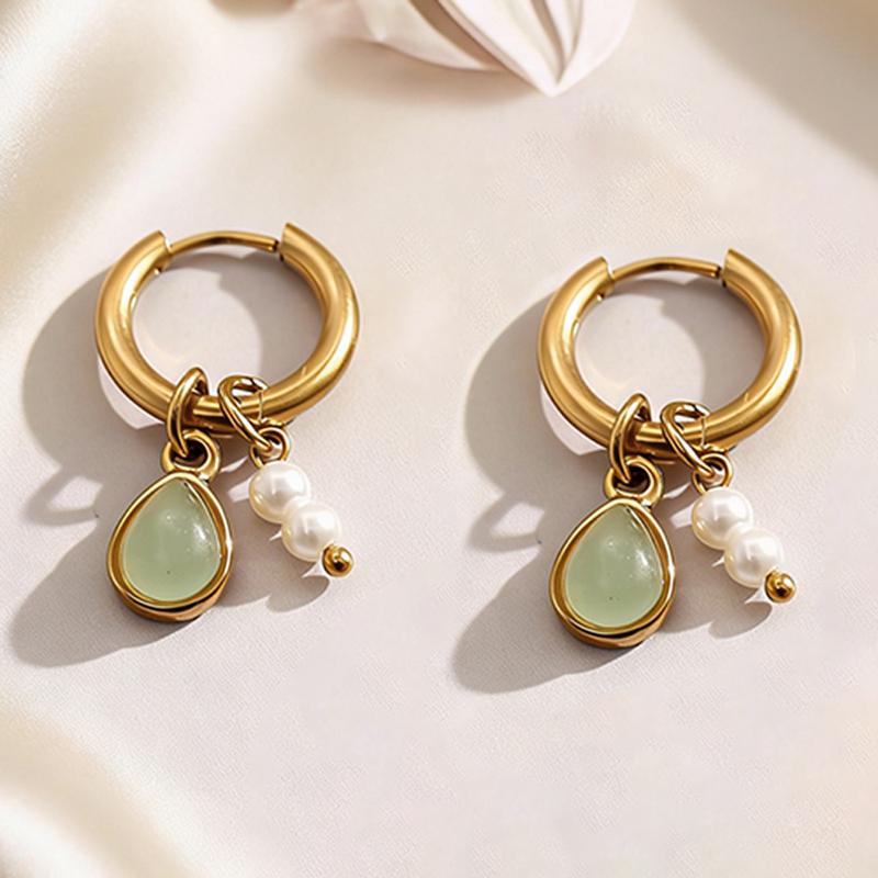 Simple Brown Teardrop Drop Earrings for Women Exquisite Vintage Pearl Beaded Hoop Earrings Trendy Casual Versatile Jewelry Gift