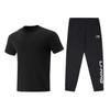 Summer Lightweight Quick-Dry Short Sleeve T-Shirt And Shorts Casual Sports Set Men Sportswear Black ATSV597-2+AYKU909-1