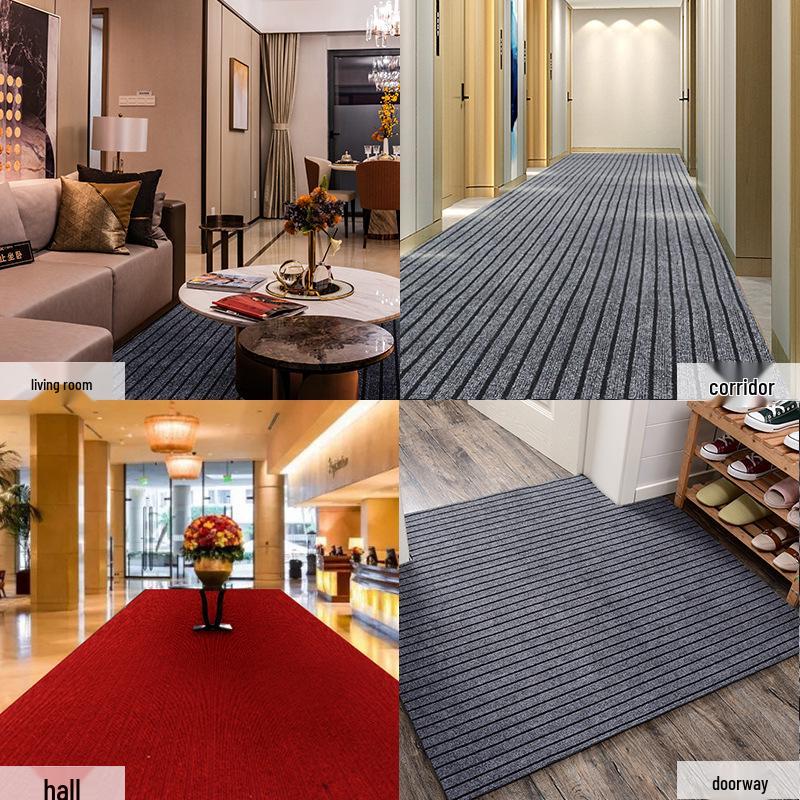 PVC Seven-Stripe Water-Absorbent Kitchen Floor Mat - Large Coverage, Non-Slip, Dirt-Resistant Entryway Carpet